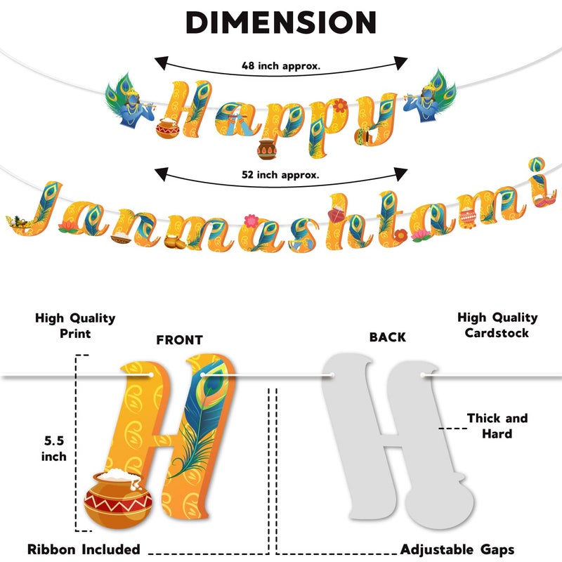 Festiko 26 Pcs Happy Janmashtami Festival Banner & Balloons, Combo Decoration Supplies,Janmashtami Celebration Supplies - Image 3