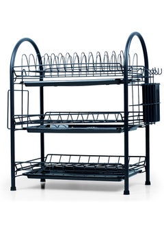 3-Tier Dish Rack, Kitchen Organiser, Utensils Drying Stand with Drip Tray, Knife Holder, Cutting Board Holder, Large Capacity, Rust-Proof, Black - pzsku/Z8D0AEE1C3540B18CDA59Z/45/_/1734434883/247af35a-7050-4b11-a125-057ffc7cb707