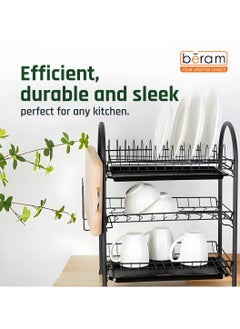 3-Tier Dish Rack, Kitchen Organiser, Utensils Drying Stand with Drip Tray, Knife Holder, Cutting Board Holder, Large Capacity, Rust-Proof, Black - pzsku/Z8D0AEE1C3540B18CDA59Z/45/_/1734434944/b2514e5b-8dea-45a6-9d98-9f56752e1ee3