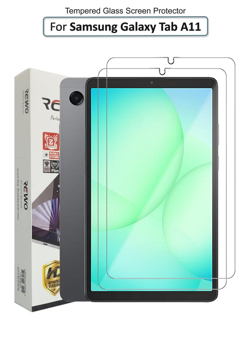 REWO For Samsung Galaxy Tab A11 - 8.7 inches - Combo Pack Tempered Glass Screen Protector - Premium HD Delicate Touch , Higher Transparency , Easy to Install ,Anti-scratch and Bubble-free Screen Protector - Clear - Image 1