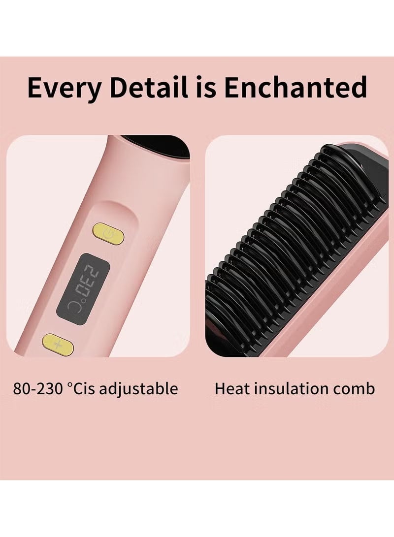 Hair straightener with built-in comb, 2-in-1 straightening brush, perfect for home travel, professional salon, dual heat settings, one-step hair straightener, professional strong ceramic tourmaline ionic heat brush for all hair types - Image 4