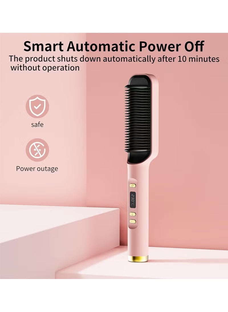 Hair straightener with built-in comb, 2-in-1 straightening brush, perfect for home travel, professional salon, dual heat settings, one-step hair straightener, professional strong ceramic tourmaline ionic heat brush for all hair types - Image 1