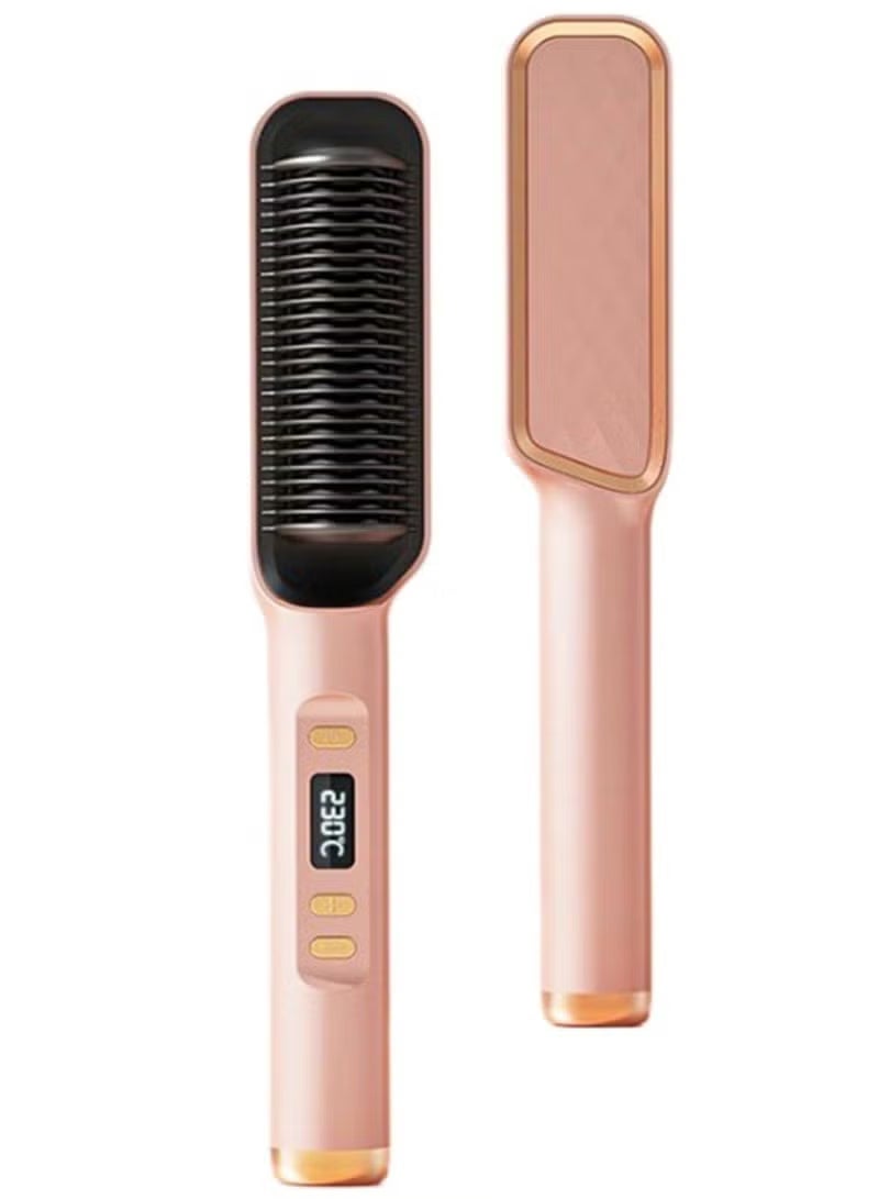 Hair straightener with built-in comb, 2-in-1 straightening brush, perfect for home travel, professional salon, dual heat settings, one-step hair straightener, professional strong ceramic tourmaline ionic heat brush for all hair types - Image 2