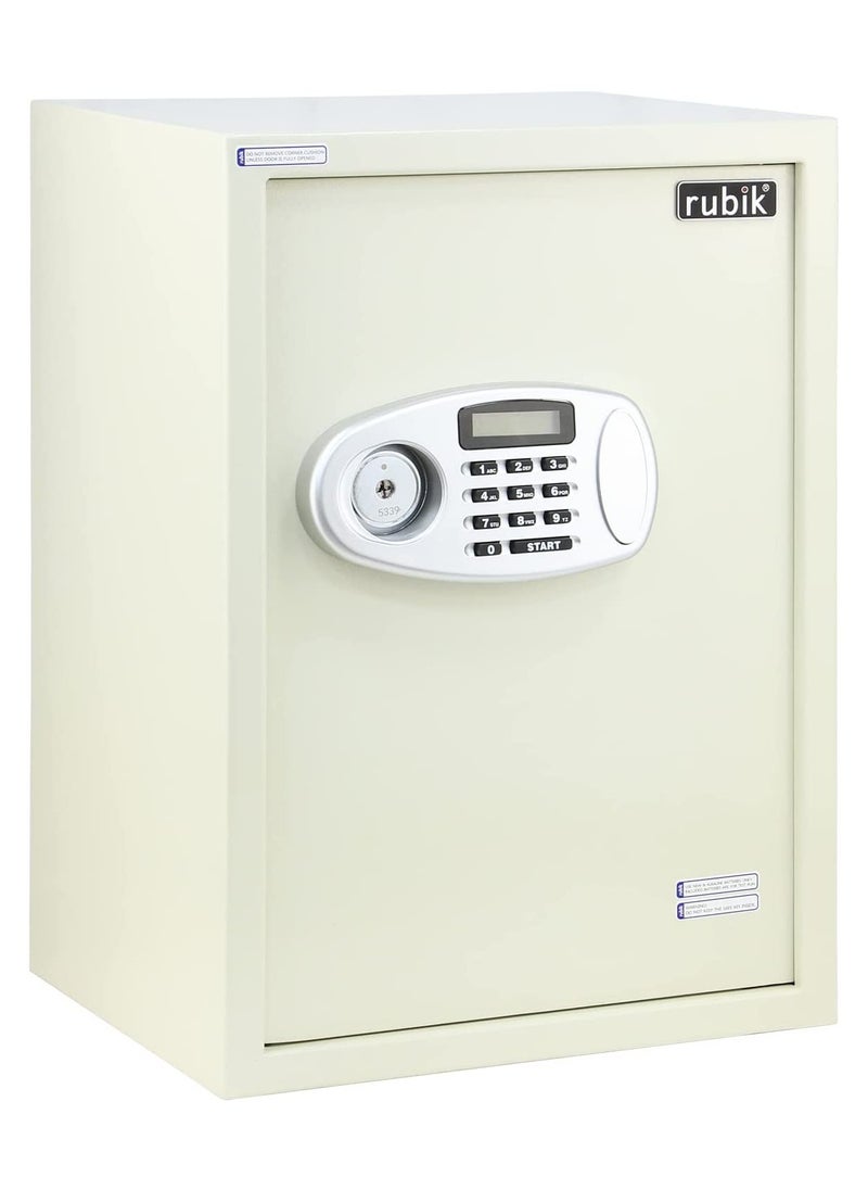Rubik - Safe Box Large For Home Office, with Dual Security, Unlock using Key and Digital Combination (RB50ED, 50x35x30cm) Off White - Image 1