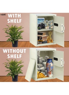 Rubik Safe Box Large For Home Office, with Dual Security, Unlock using Key and Digital Combination (RB50ED, 50x35x30cm) Off White  - Image 3