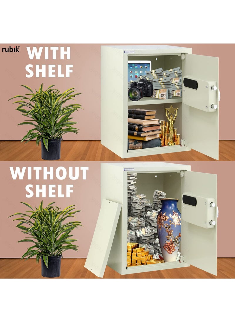 Rubik - Safe Box Large For Home Office, with Dual Security, Unlock using Key and Digital Combination (RB50ED, 50x35x30cm) Off White - Image 1