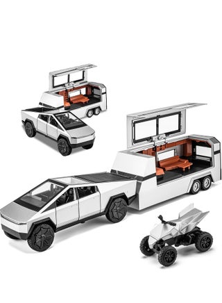 Pickup Trailer RV Model, Metal Pick-Up Truck Trailer Toy, Toy Truck with Sound Light Pull Back Realistic Interior Exterior,Ideal Toy Car Vehicle Gifts, silver - pzsku/Z8D0B0189CA0AE0B5CB3FZ/45/_/1733388481/b621a46c-3c6c-44d0-aea6-33bd44bc092e