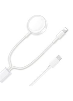 Britzgo Type C 2-in-1 Fast Charging for iPhone&Watch(1.2m)White，Premium Charger Cable，Smart Watch Magnetic Cable For Watch Series 9 8 7 6 5 4 3 2 1 SE1 SE2 & iPhone 14/13/12/11  - Image 1