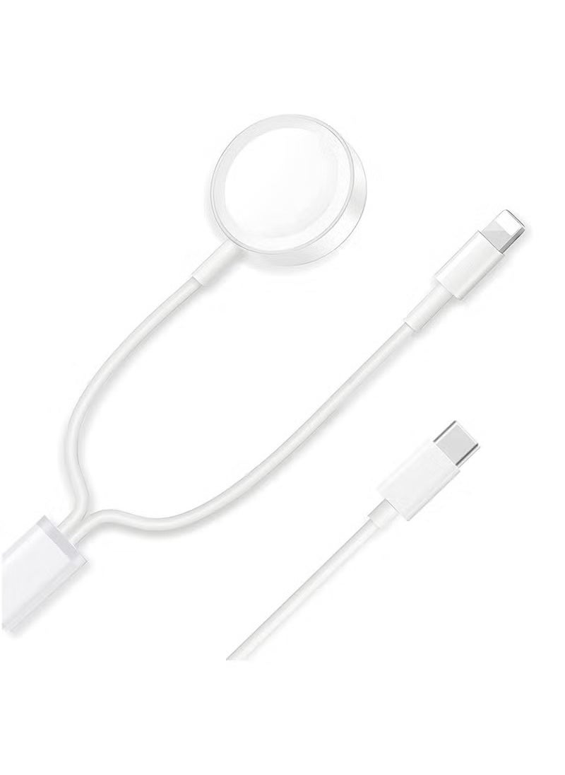 Britzgo Type C 2-in-1 Fast Charging for iPhone&Watch(1.2m)White，Premium Charger Cable，Smart Watch Magnetic Cable For Watch Series 9 8 7 6 5 4 3 2 1 SE1 SE2 & iPhone 14/13/12/11  - Image 1