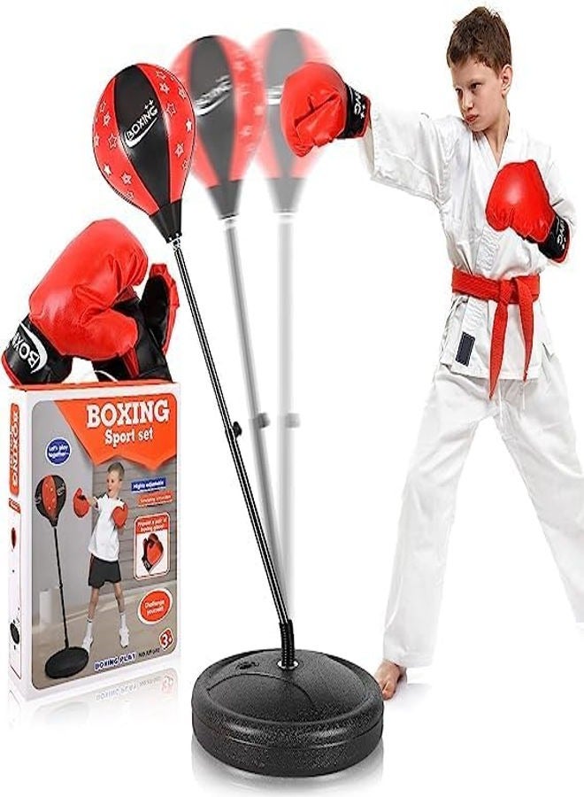 SPORT Adjustable Stand Boxing Punching Bag Ball With Gloves Set Rich Detailing For Kids - Image 1
