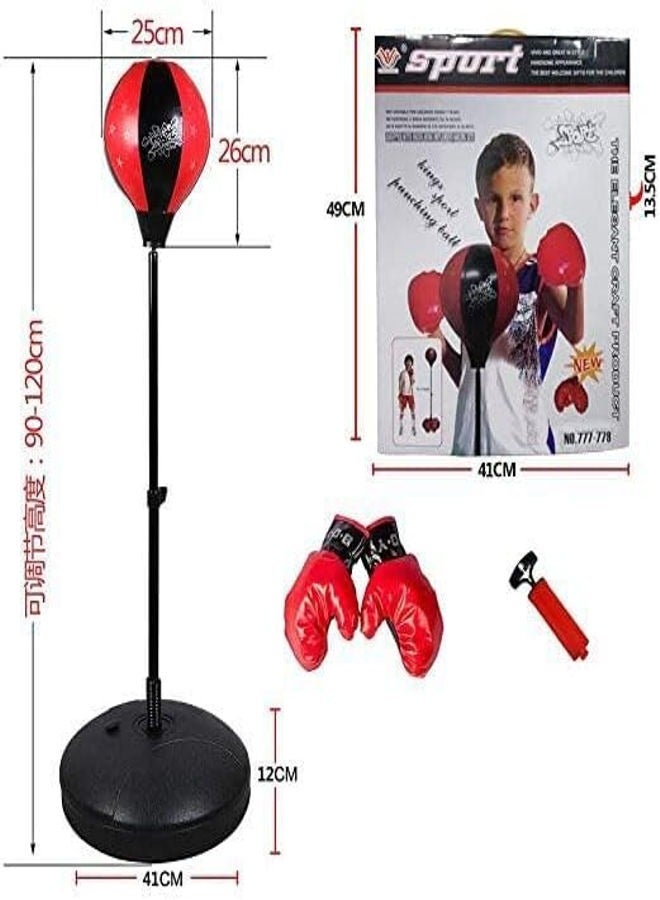 SPORT Adjustable Stand Boxing Punching Bag Ball With Gloves Set Rich Detailing For Kids - Image 2