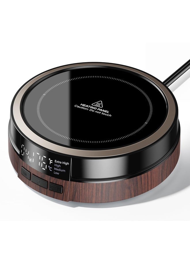 Bearwind Coffee Mug Warmer for Desk, 50W Fast Heating Cup Warmer with Smart Display, 4 Temps & 12H Timer, Auto Shut Off for Tea, Milk, Hot Drinks - Wood Effect - Image 1