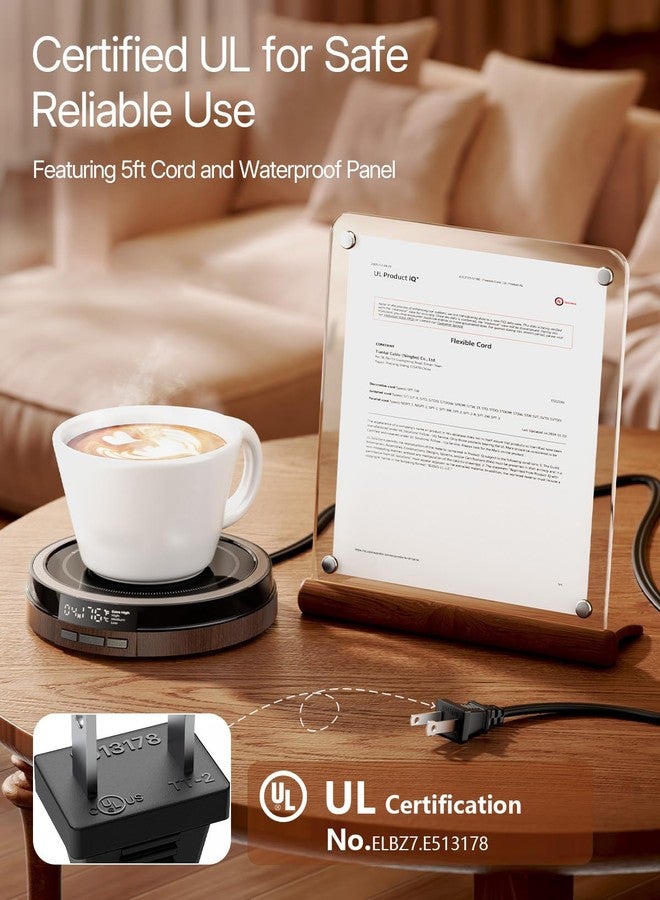 Bearwind Coffee Mug Warmer for Desk, 50W Fast Heating Cup Warmer with Smart Display, 4 Temps & 12H Timer, Auto Shut Off for Tea, Milk, Hot Drinks - Wood Effect - Image 4