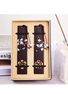 KASTWAVE Handmade Wooden Bookmarks, 2 Pieces Gift Boxed Hollowed out Mahogany Orchid Bookmark Book Marker Card Reading Pause Tassel Card a Beautiful Gift for Teachers  - Image 4