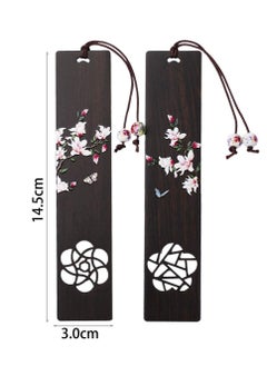 KASTWAVE Handmade Wooden Bookmarks, 2 Pieces Gift Boxed Hollowed out Mahogany Orchid Bookmark Book Marker Card Reading Pause Tassel Card a Beautiful Gift for Teachers  - Image 5