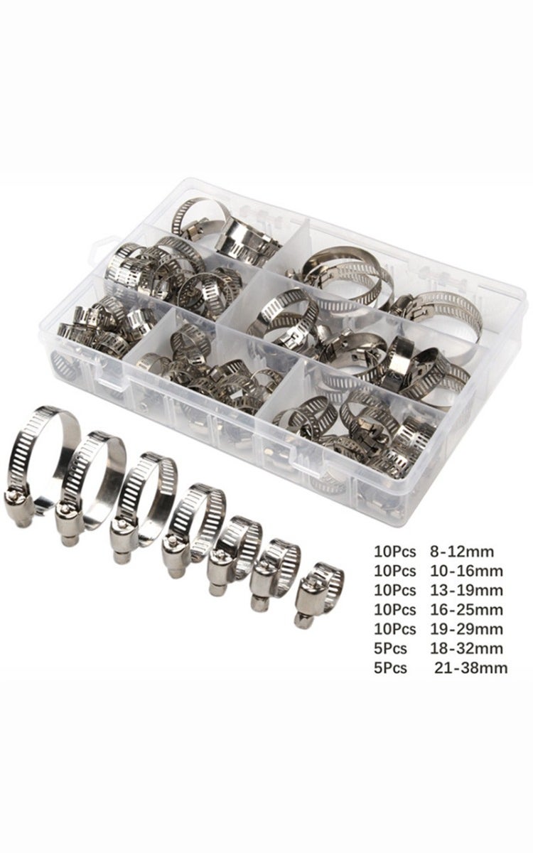kashemano 60pcs Worm Gear Hose Clamp, Full Stainless Steel with Band, 8mm - 38mm Duct Clamp, Pipe Clamp, Fuel Line Clamp - Image 4