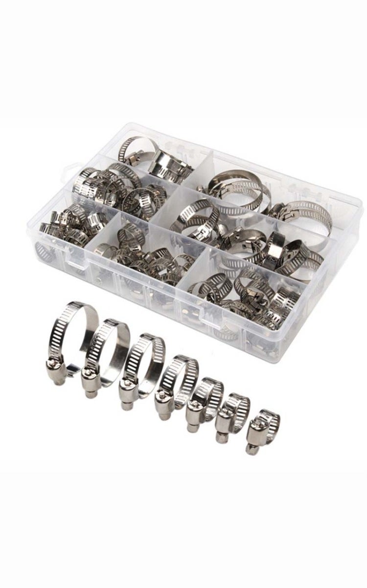 kashemano 60pcs Worm Gear Hose Clamp, Full Stainless Steel with Band, 8mm - 38mm Duct Clamp, Pipe Clamp, Fuel Line Clamp - Image 1