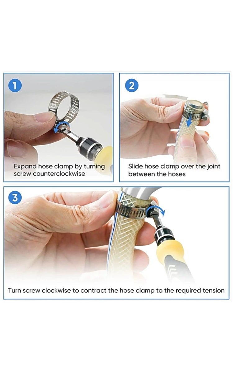 kashemano 60pcs Worm Gear Hose Clamp, Full Stainless Steel with Band, 8mm - 38mm Duct Clamp, Pipe Clamp, Fuel Line Clamp - Image 5