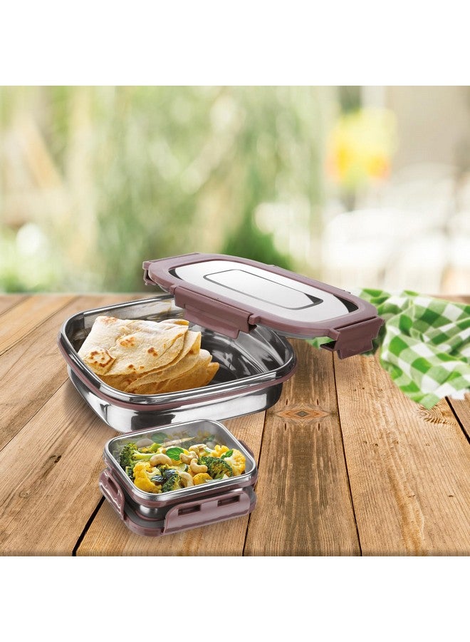 JOYO جويوا علبة غداء يومية من الفولاذ المقاوم للصدأ (صغيرة) مع غطاء قفل جانبي 4 للاستخدام في المكتب والمدرسة | درجة غذائية | محكمة الإغلاق - بني - Image 2
