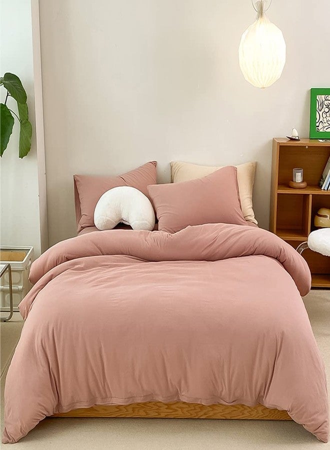 CLOTHKNOW Pink Twin Comforter Set Dusty Rose Bedding Comforter Sets Soft Mauve Blush Comforter Kids Grils Women Bedding with 2 x Pillow Cases - Image 1