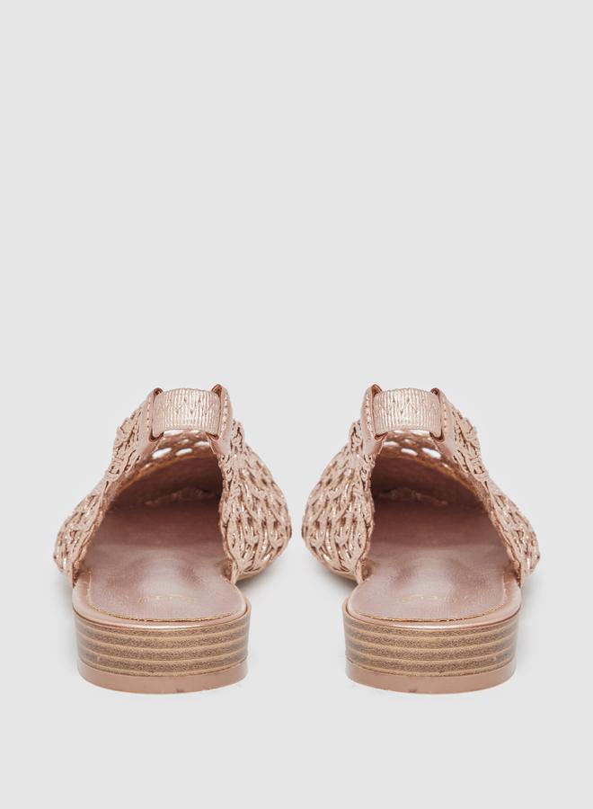 Styli Gold Woven Slingback Mules - Image 4