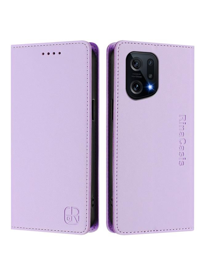 اس-توب جراب هاتف OPPO Find X5 RC01 المصنوع من الجلد ثنائي الطي مع خاصية الشفط المغناطيسي بتقنية RFID - Image 2