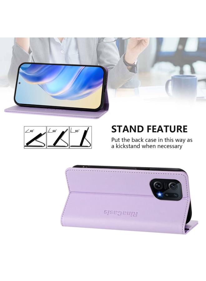 اس-توب جراب هاتف OPPO Find X5 RC01 المصنوع من الجلد ثنائي الطي مع خاصية الشفط المغناطيسي بتقنية RFID - Image 4