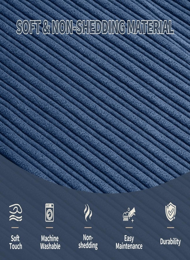 WSOFRLAC Round Stuffed Pouf Ottoman Chair with Foot Rest Navy Blue Poof Poofy Ottoman Stool Cover with Foam Chunk Filling 20x15 Poofs Ottomans Furniture - Image 5