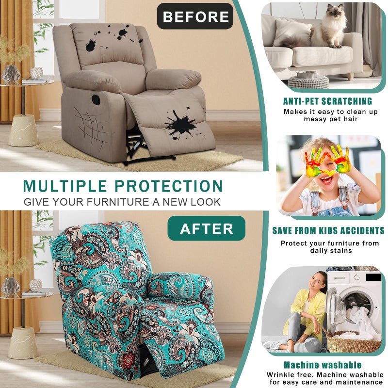 NILUOH Recliner Covers 4 Pieces Stretch Lazy Boy Recliner Chair Covers That Stay in Place, Covers for Electric Power Lift Reclining Chair, Washable Furniture Protector for Pet, Kids, Living Room - Image 4