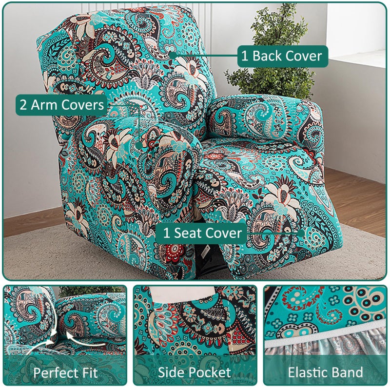 NILUOH Recliner Covers 4 Pieces Stretch Lazy Boy Recliner Chair Covers That Stay in Place, Covers for Electric Power Lift Reclining Chair, Washable Furniture Protector for Pet, Kids, Living Room - Image 2
