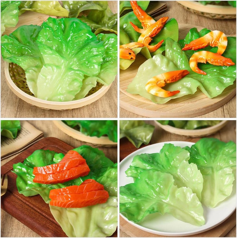6pcs Lifelike Artificial Lettuce Leaf Set Realistic Vegetable Props for Home Kitchen Food Decor Faux Greenery Simulation - Image 4