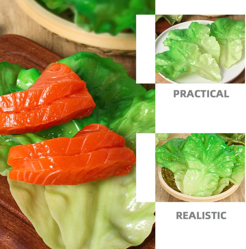 6pcs Lifelike Artificial Lettuce Leaf Set Realistic Vegetable Props for Home Kitchen Food Decor Faux Greenery Simulation - Image 3