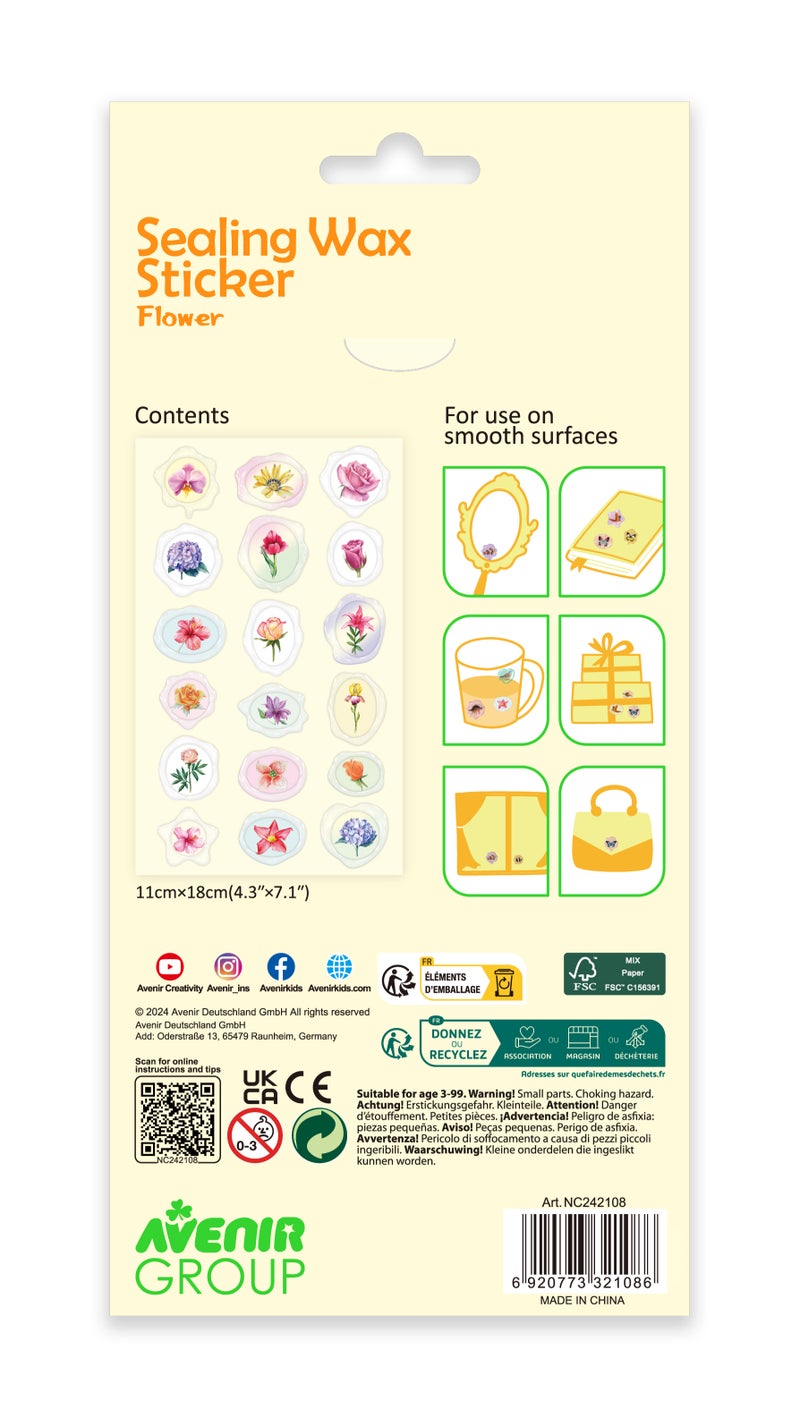 Avenir - Natural Creation Sealing Wax Sticker Flower – 18 Decorative Puffy Stickers | Creative Craft & Scrapbooking Stickers for Kids, Journals & Gifts - Image 4
