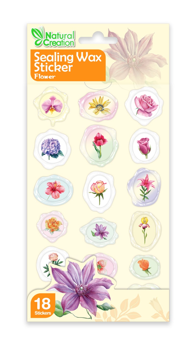 Avenir - Natural Creation Sealing Wax Sticker Flower – 18 Decorative Puffy Stickers | Creative Craft & Scrapbooking Stickers for Kids, Journals & Gifts - Image 1