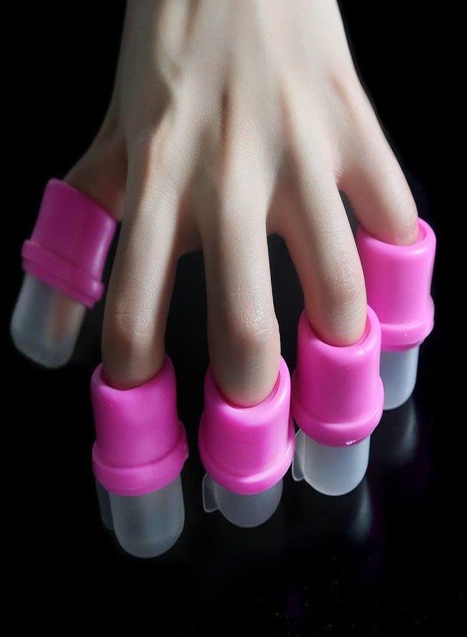 MauSong 10 Pcs Wearable Nail Soak Soakers Polish Remover DIY Acrylic Uv Gel Cap Tip Set (Pink) - Image 5
