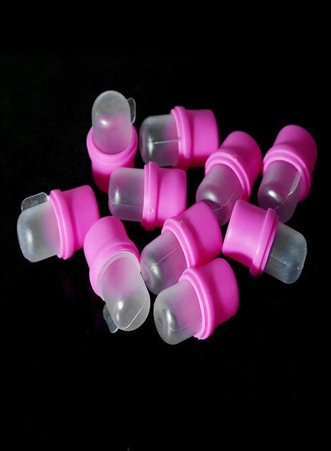 MauSong 10 Pcs Wearable Nail Soak Soakers Polish Remover DIY Acrylic Uv Gel Cap Tip Set (Pink) - Image 2