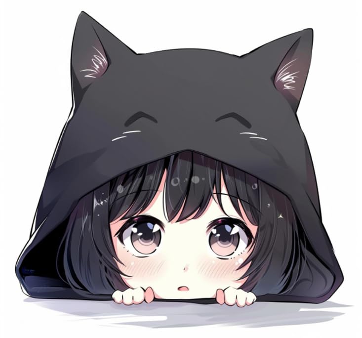 MAKTEM Peeking Anime Girl with Black Cat Hat Car Decal Waterproof Kawaii Cute Stickers for Car Truck SUV Motocycle Bike Car Accessories for Chibi Girl is Sneaking for Girls and Teens Black Cat - Image 1