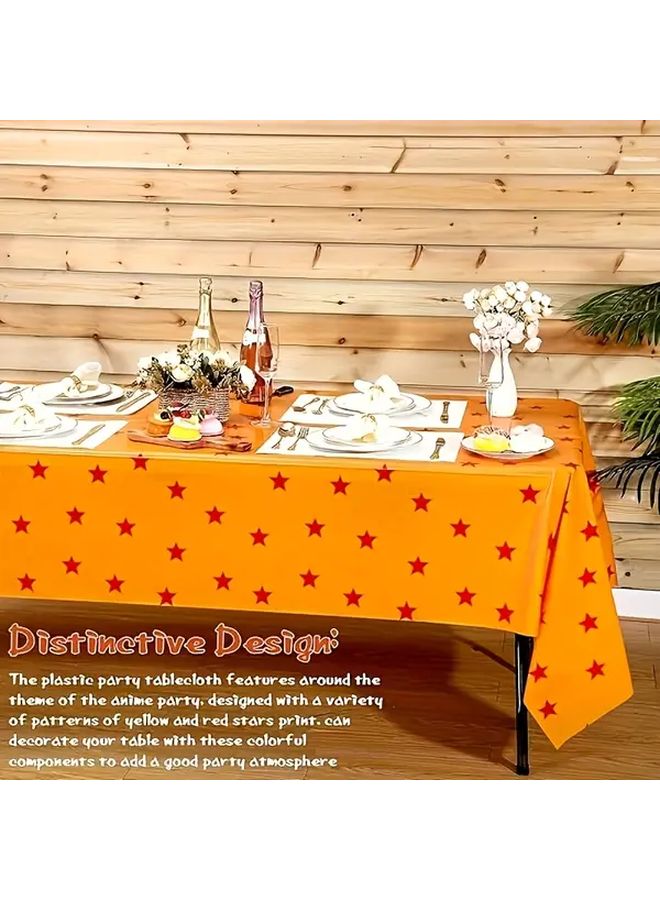 1pc Anime Theme Yellow Party Tablecloth Red Star Print 108x54 Inch - Image 3