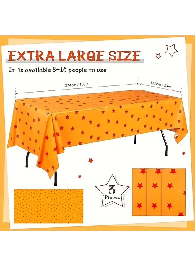 1pc Anime Theme Yellow Party Tablecloth Red Star Print 108x54 Inch - Image 5