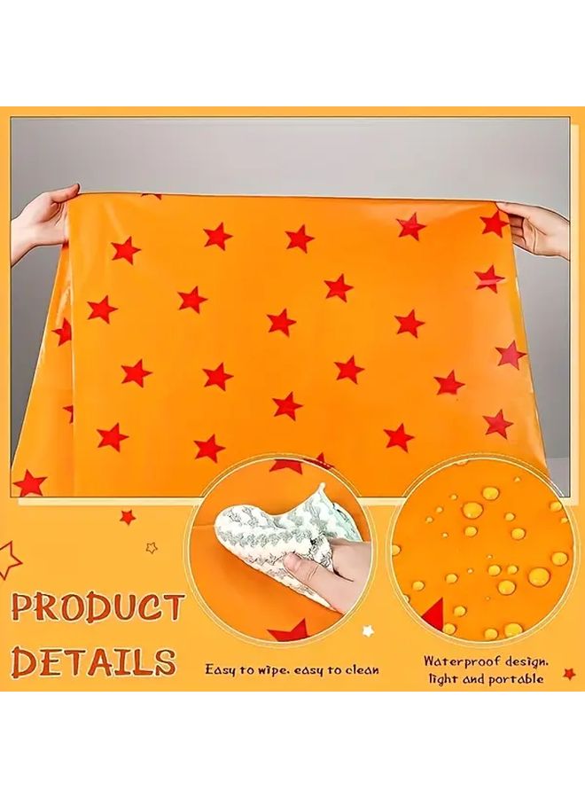 1pc Anime Theme Yellow Party Tablecloth Red Star Print 108x54 Inch - Image 4