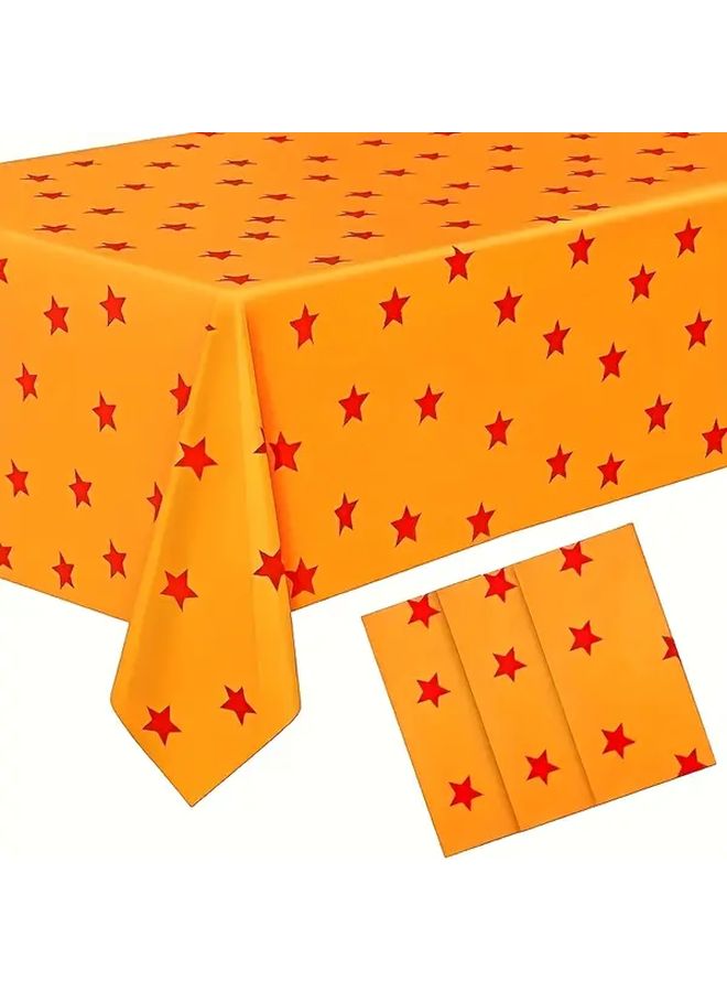 1pc Anime Theme Yellow Party Tablecloth Red Star Print 108x54 Inch - Image 1