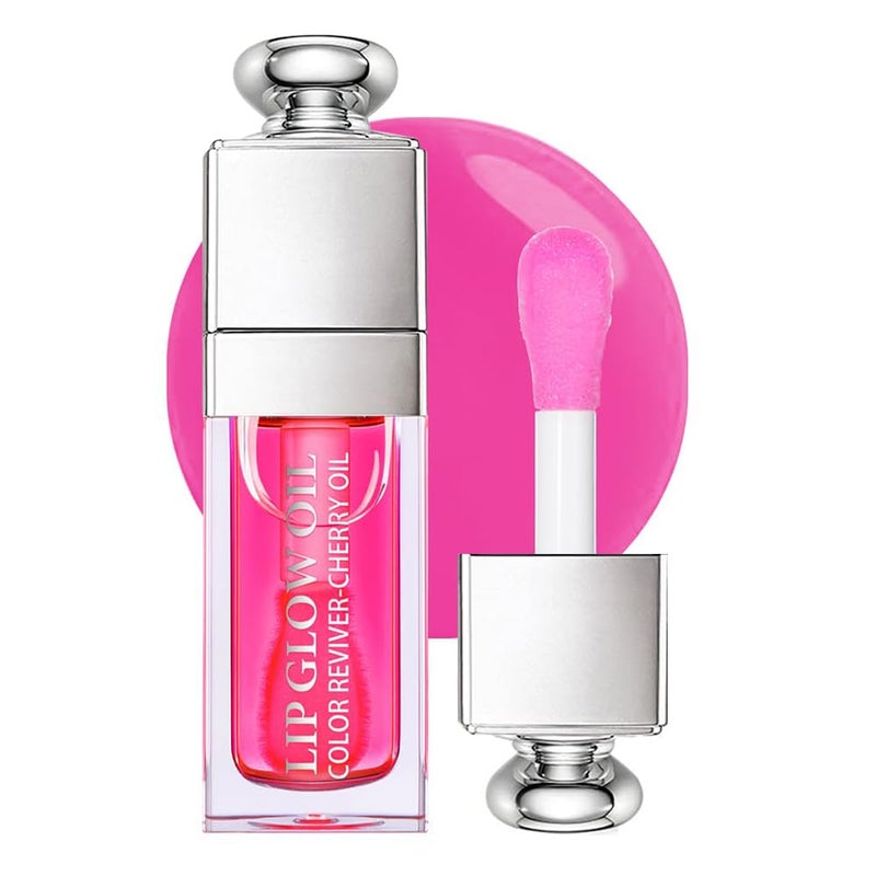 Hydrating Lip Glow Oil Moisturizing Lip Glow Oil Nourishing Glossy Transparent Lip Oil Plumping Lip Oil Lip Balm Nonsticky Tinted Toot Lip Balm for Lip Care RASPBERRY 02 OZ