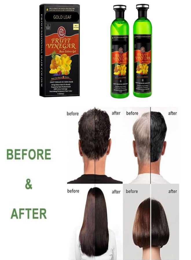 GOLD LEAF Fruit Vinegar Hair Color Gel – Natural Black Hair Dye (250ml x 2) – AmmoniaFree, Long-Lasting, Gentle on Scalp – Safe Hair Color for Men & Women (Black, 250ml Each) - Image 4