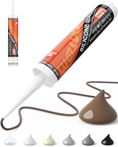WELLUCK Dark Brown Silicone Caulk, 100% Waterproof Silicone Sealant Adhesive Caulking,for RV, Kitchen,Bathroom, Window, Door, Glass,10.2FL.OZ/300ML (1Pack) - Image 1