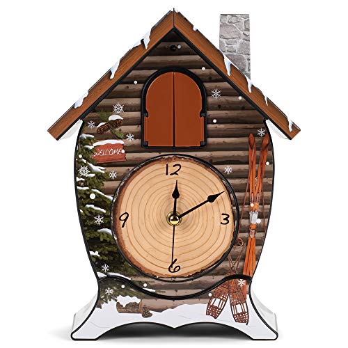 Mark Feldstein & Associates Mark Feldstein Snowy Cabin Singing Cardinal Tabletop Wall Sound Christmas Cuckoo Clock 14x10 - Image 3