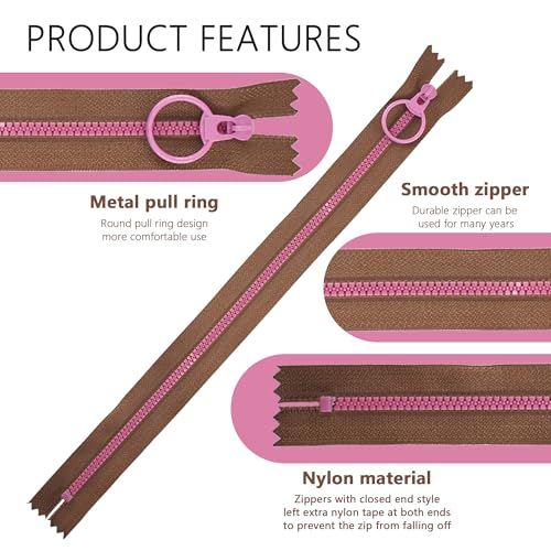 AILUHONG 20Pcs #3 Resin Zipper Mixed 10 Color Close End Zippers with Lifting Ring Pull Set for Clothing Bag Sewing DIY (zipper-20cm) - Image 4