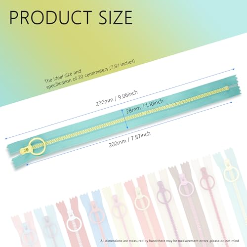 AILUHONG 20Pcs #3 Resin Zipper Mixed 10 Color Close End Zippers with Lifting Ring Pull Set for Clothing Bag Sewing DIY (zipper-20cm) - Image 2