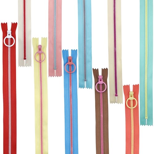 AILUHONG 20Pcs #3 Resin Zipper Mixed 10 Color Close End Zippers with Lifting Ring Pull Set for Clothing Bag Sewing DIY (zipper-20cm) - Image 1