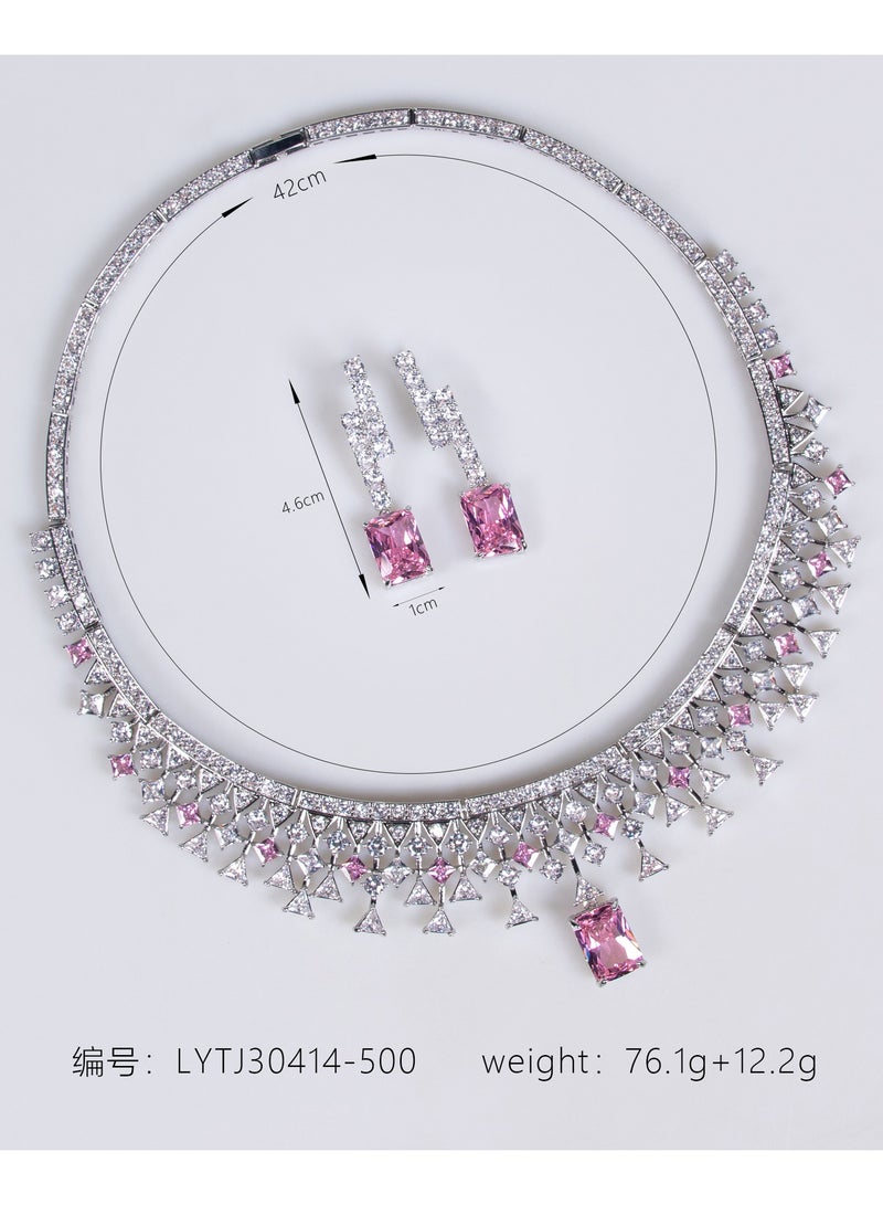 Mark Fairwhale Simple And Exquisite Zircon Necklace Earring Set  - Image 2