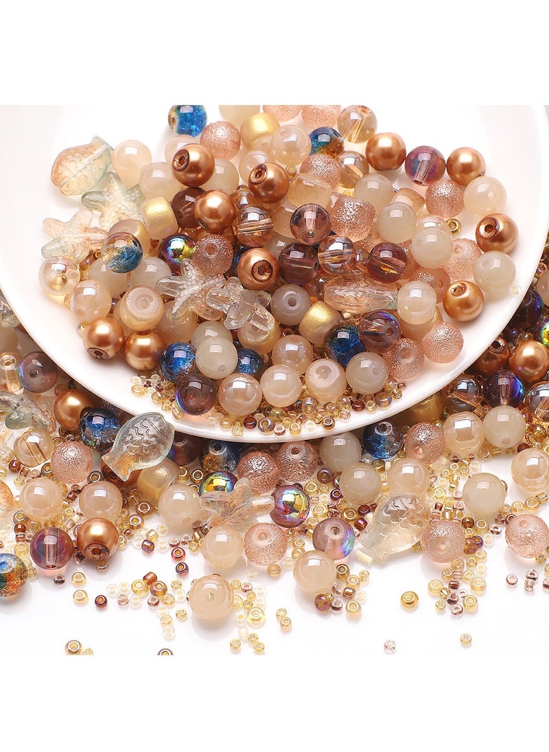 MissTiara 5 Pack 8MM DIY Glass Beads with millet beads and 14MM Starfish Shaped Beads Kit Mixed Colors For Jewelry Bracelet Necklace And Art Craft  - Image 2